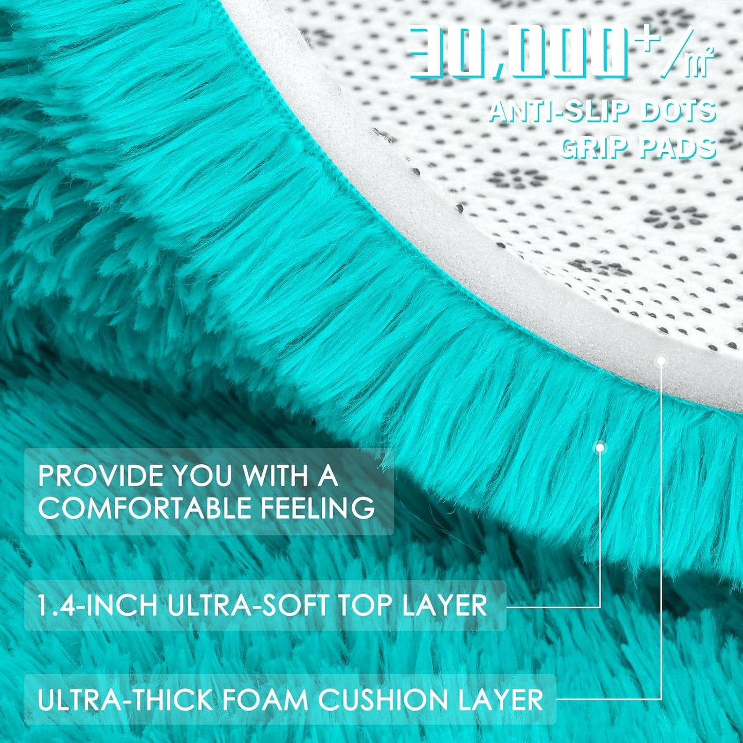 OLANLY Large Area Rug - Soft Fluffy Shaggy Carpet for Living Room & Bedroom | 6x9 ft, Teal Blue