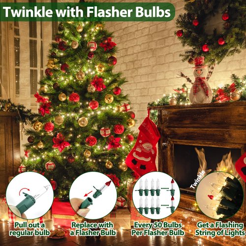 CXLHO Clear Christmas Lights 50FT 200 Incandescent Bulbs Warm White Mini Lights with Green Wire for Christmas Tree, Garland, Thanksgiving, Wedding, Party, Home, Indoor & Outdoor Festival Decoration
