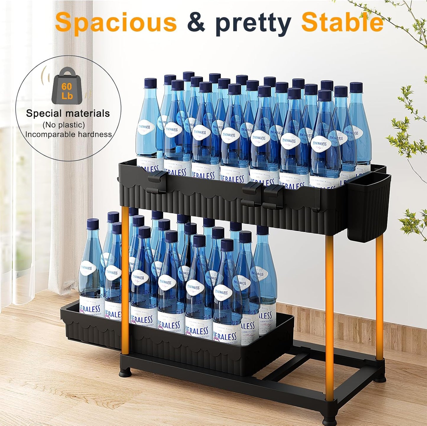 Sevenblue 3-Pack Under Sink Organizers - 2-Tier Kitchen & Bathroom Storage with Sliding Drawers | Black, 14.8 Inch