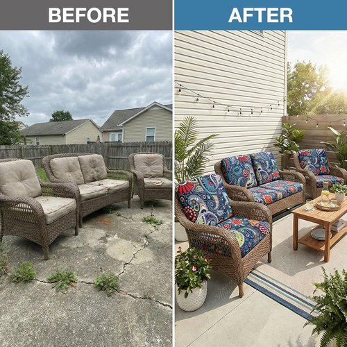 Hyha 8-Piece Patio Cushion Covers - Washable Stretch Slipcovers for Outdoor Furniture Cushions | Paisley Design