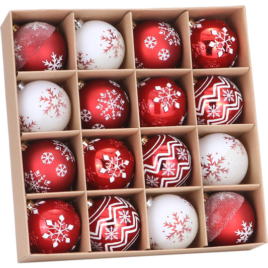 Sea Team 80mm/3.15" Set of Colorful Painted Sparkling Ornaments and Hanging Balls for Christmas Tree - 16 Pieces