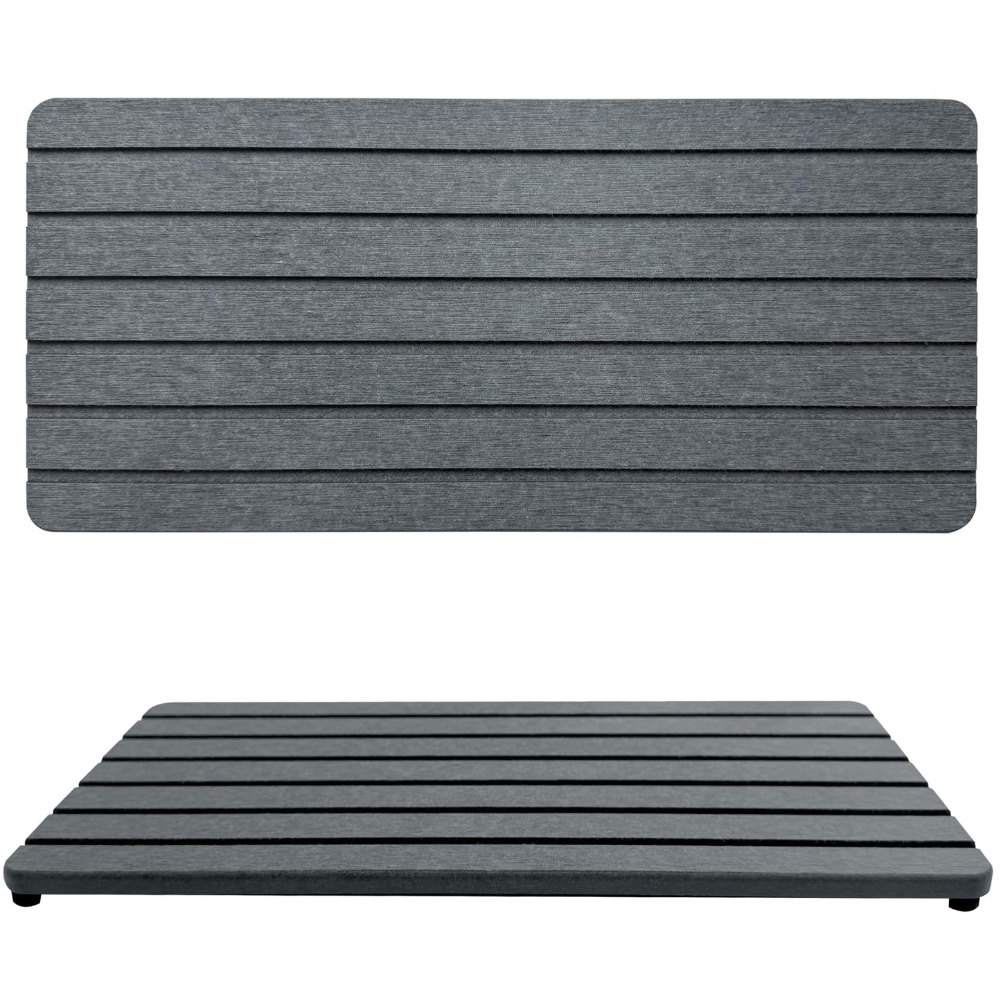 NiuYichee 2 PCS Water Absorbent diatomite Coasters, 12" x 5.5" Water Absorbing Stone Tray for Sink, Stone Drying mat for Kitchen Counter, Stone soap Tray Used for Hand Soaps & toiletries & Plants