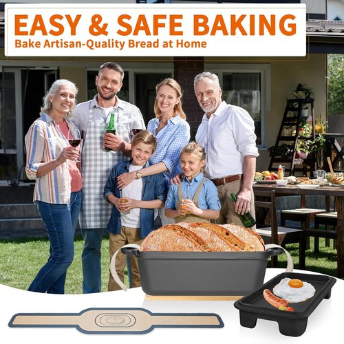 Cast Iron Combo Cooker - 2.5QT Pre-Seasoned Dutch Oven & Grill Pan with Lid | Versatile 2-in-1 Skillet for Baking and Searing