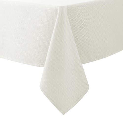Biscaynebay Textured Fabric Tablecloths 70x108 Inches Rectangular, Ivory Water Resistant Tablecloths for Dining, Kitchen, Wedding, Parties etc. Machine Washable