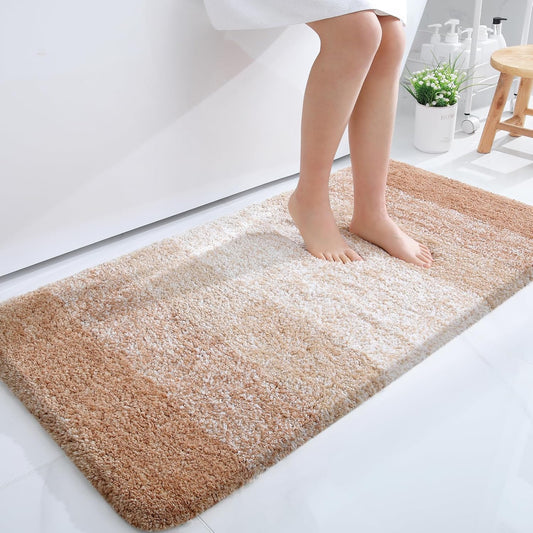 OLANLY Bathroom Runner Rug - Extra Soft Microfiber Mat, Quick Dry & Washable, 47x24, Beige