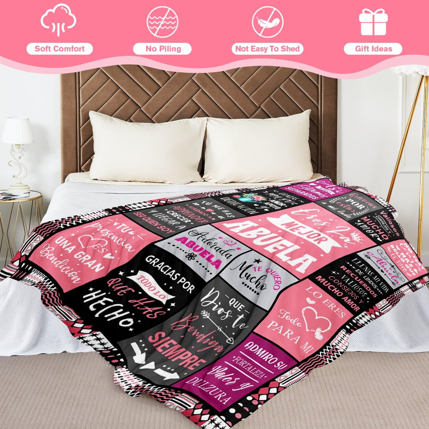 YPURTSD Grandma Gifts in Spanish - Regalos para Abuela - Mothers Day Christmas Birthday Gifts for Abuelita from Grandchildren - Eres La Mejor Abuela - Regalo para Abuelita - Grandmas Blanket 60"x80"