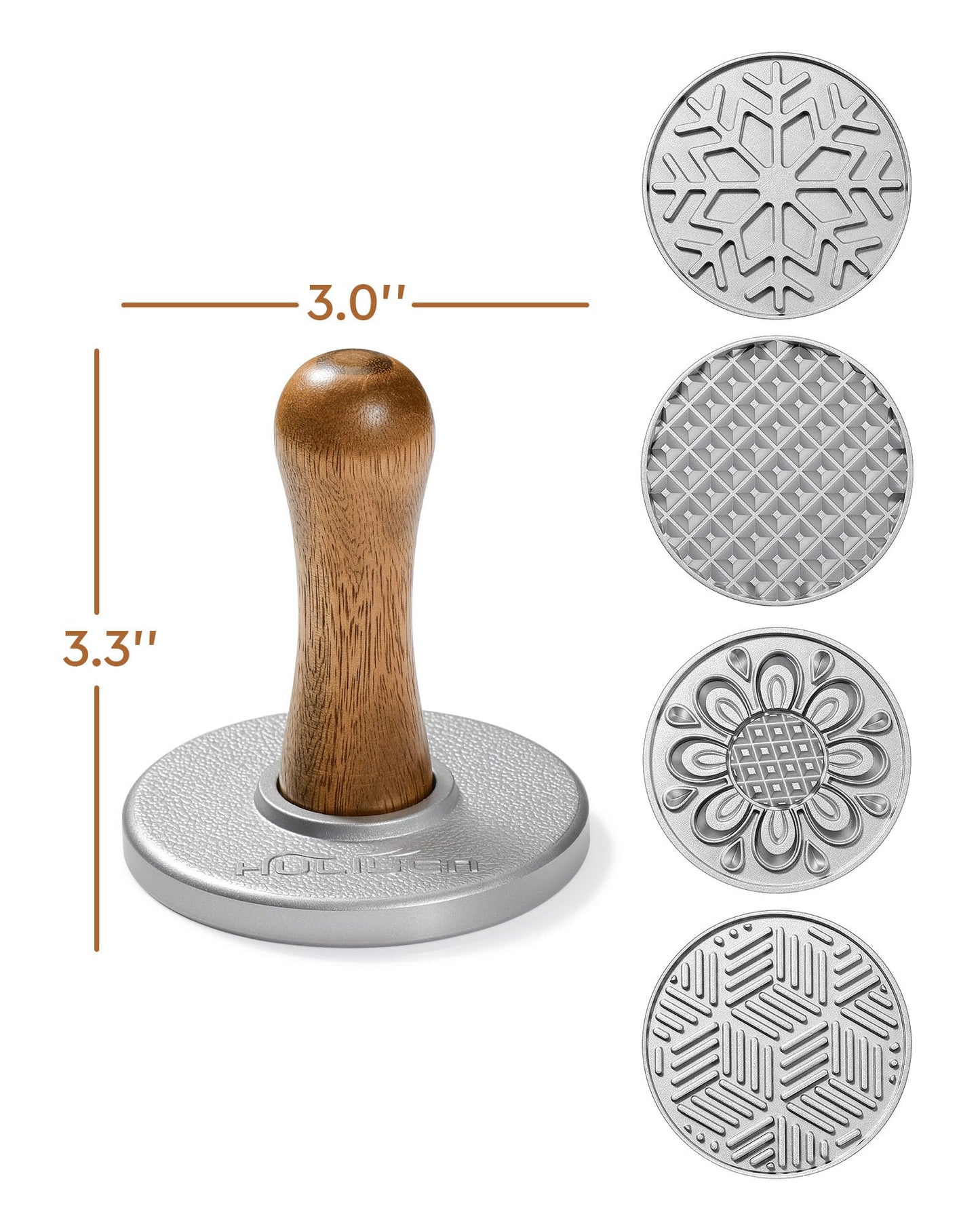 HULISEN Cookie Stamps Set of 4, Metal Cookie Press Mold with Wooden Handle, Decorating Supplies for DIY Baking, Cake, Pastry, Easy to Use, Gift Package
