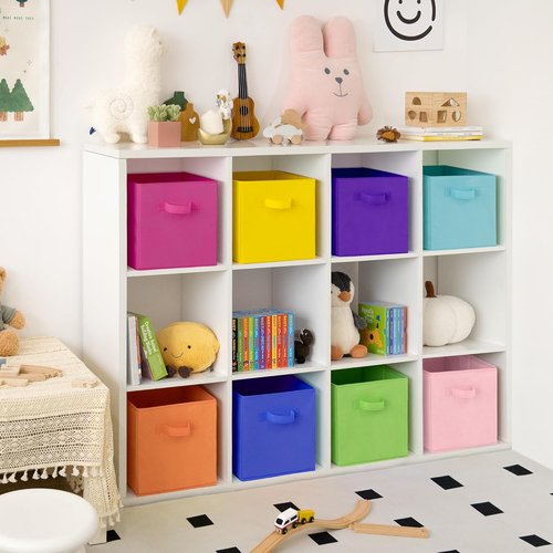 Granny Says 11-Inch Cube Storage Bins - Colorful Fabric Organizers for Kids' Rooms | 8-Pack Rainbow Design