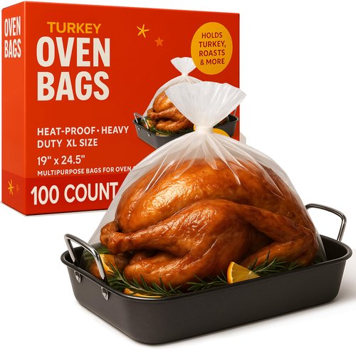 100 Pack Multipurpose Oven Bags – 19” x 24.5” Heavy-Duty Roasting Bags for Turkey, Heat-Resistant for High-Temperature Cooking