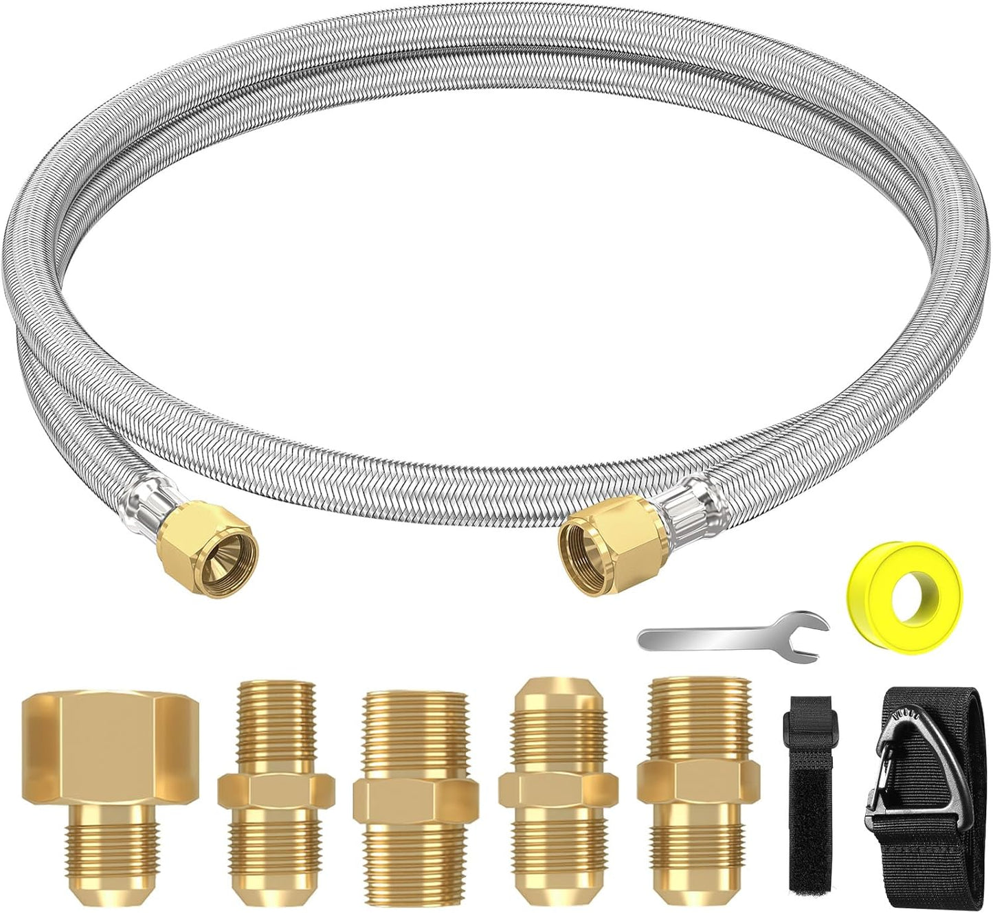 Upgraded 6 Feet High Pressure Braided Propane Hose - Conversion Coupling for BBQ Grill & Fire Pit