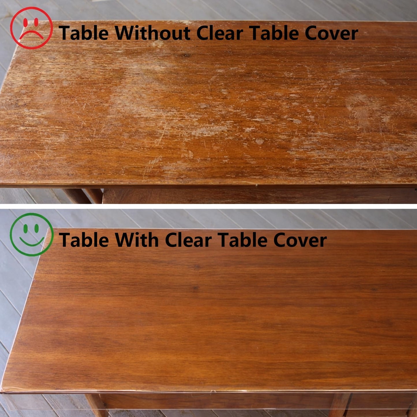 VEXYLOREN Clear Table Cover Protector 60 x 90 in Oblong Plastic Vinyl Tablecloth for 4~6 Seats Table