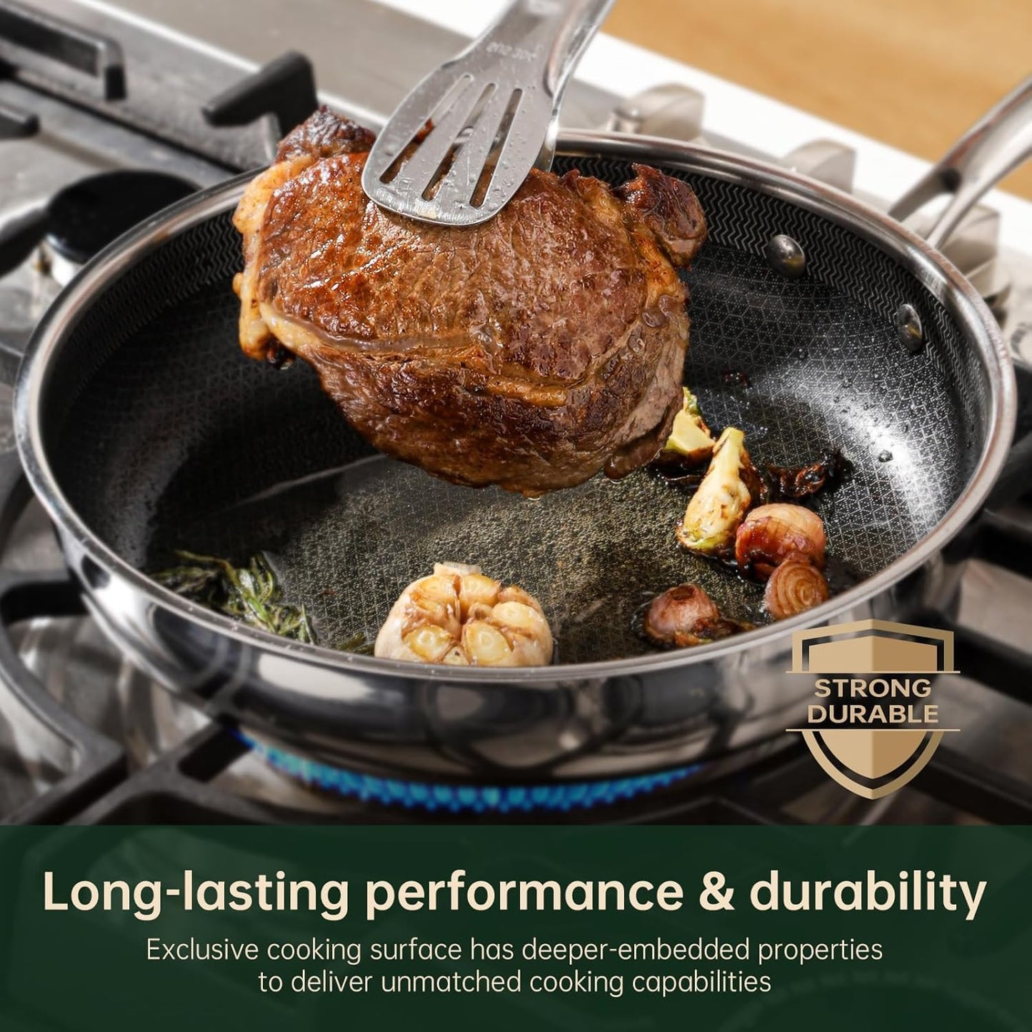 Skiennix 10-Inch Nonstick Frying Pan - PFOA-Free Hybrid Skillet with Stay-Cool Handle | Oven & Dishwasher Safe, Induction Compatible