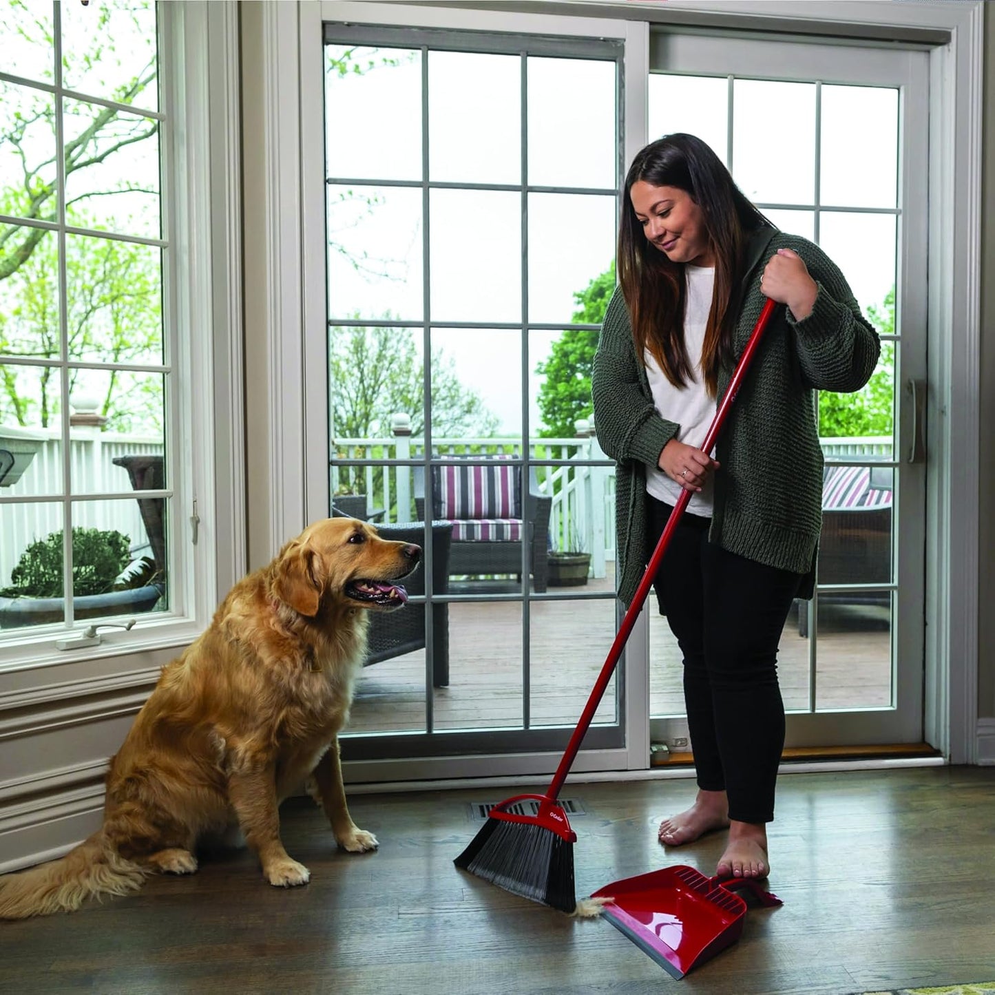 O-Cedar Pet Pro Broom - Step-On Dustpan for Effortless Cleaning | Removes 99% Pet Hair | Ideal for Cat & Dog Owners
