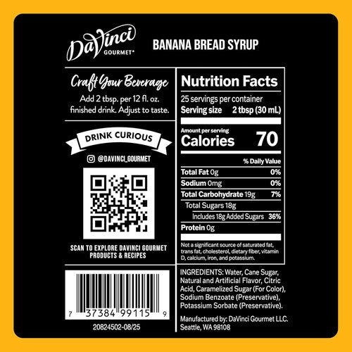 DaVinci Gourmet Banana Bread Syrup - 25.4 Fl Oz | Delicious Flavor for Baking & Beverages