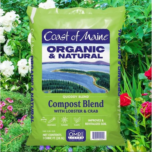 Coast of Maine Organic Quoddy Blend Lobster & Crab Compost - Premium Soil Amendment for Enhanced Drainage | 1 Cu Ft