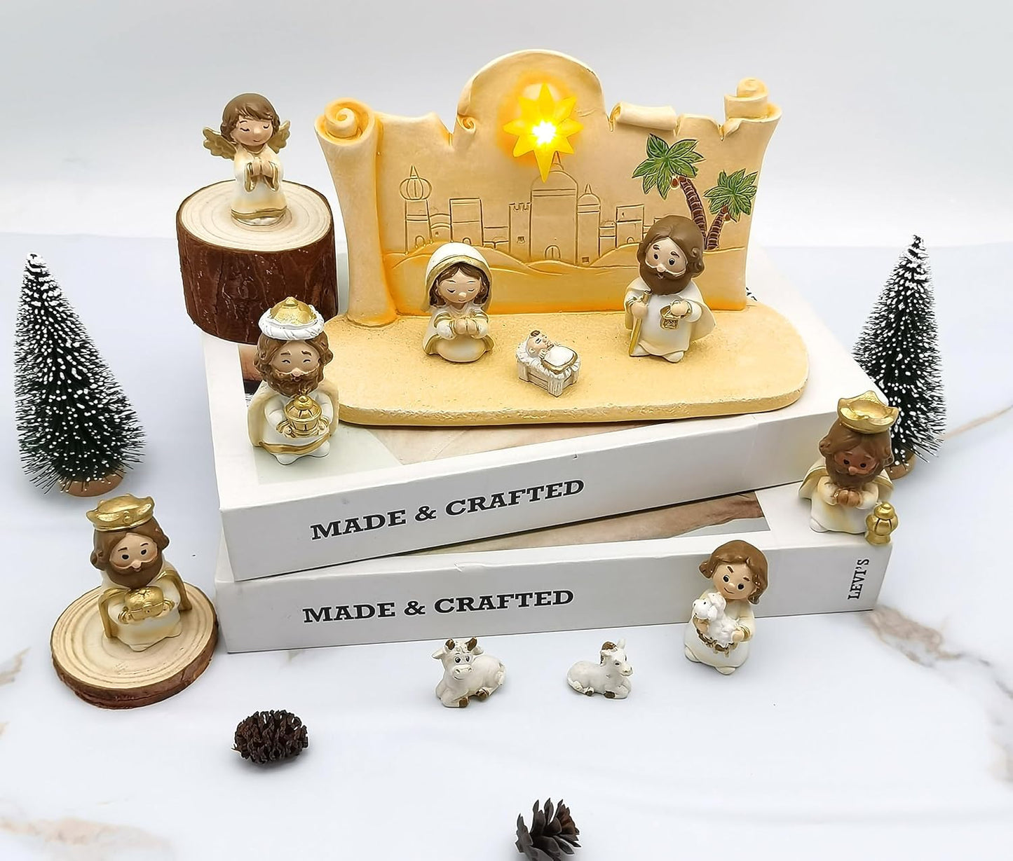 Miniature Holy Family Nativity Figurine - 2.56 Inch Tabletop Christmas Decoration