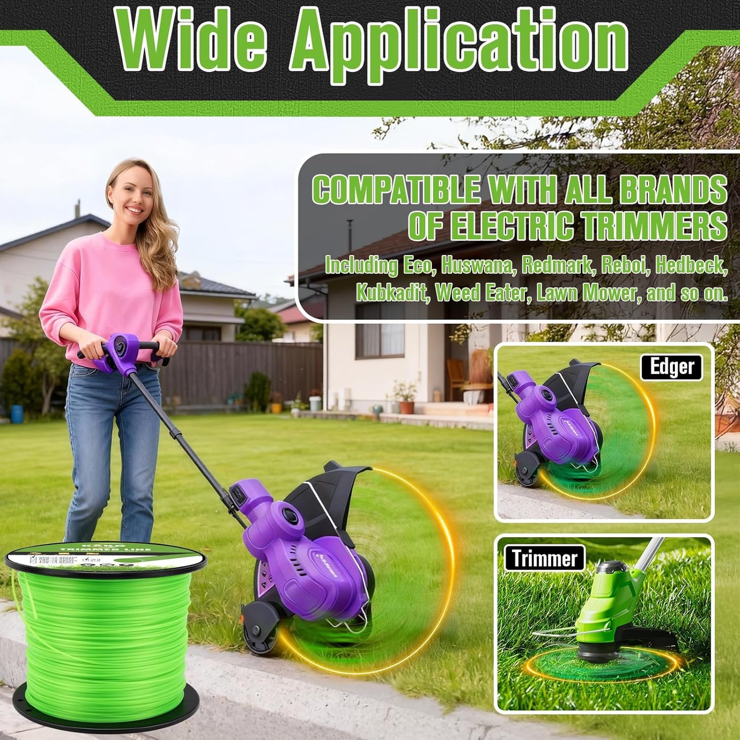 KAKO 065 Trimmer Line - Durable .065 Inch Weed Wacker String | 2000 Ft Commercial Nylon, Fits Most Trimmers