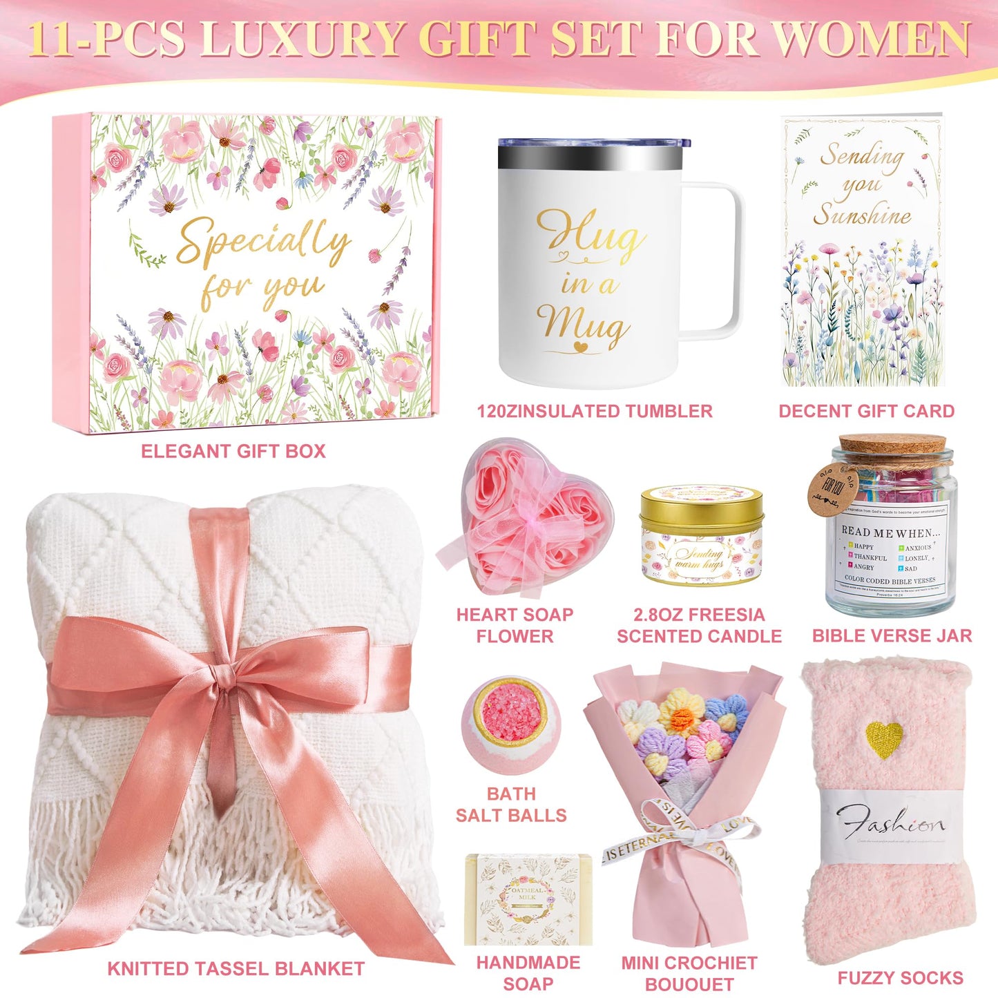 Mothers Day Gifts for Mom Wife Grandma Daughter Friends Sister, Birthday Gifts for Women Get Well Soon Self Care Relaxing Spa Gifts Baskets , Care Package Thinking of You Sympathy Gift