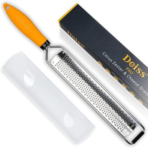 Deiss PRO Lemon Zester & Heavy-Duty Cheese Grater - Versatile Stainless Steel Shredder for Fruits, Vegetables, and More
