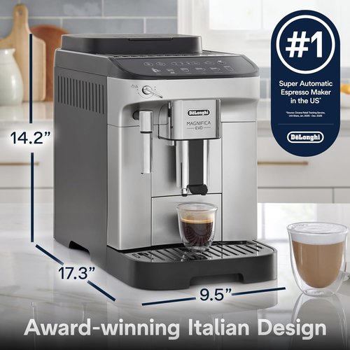 De'Longhi Magnifica Evo Automatic Espresso Machine - Manual Milk Frother, Built-In Grinder & Auto-Clean | ECAM29043SB