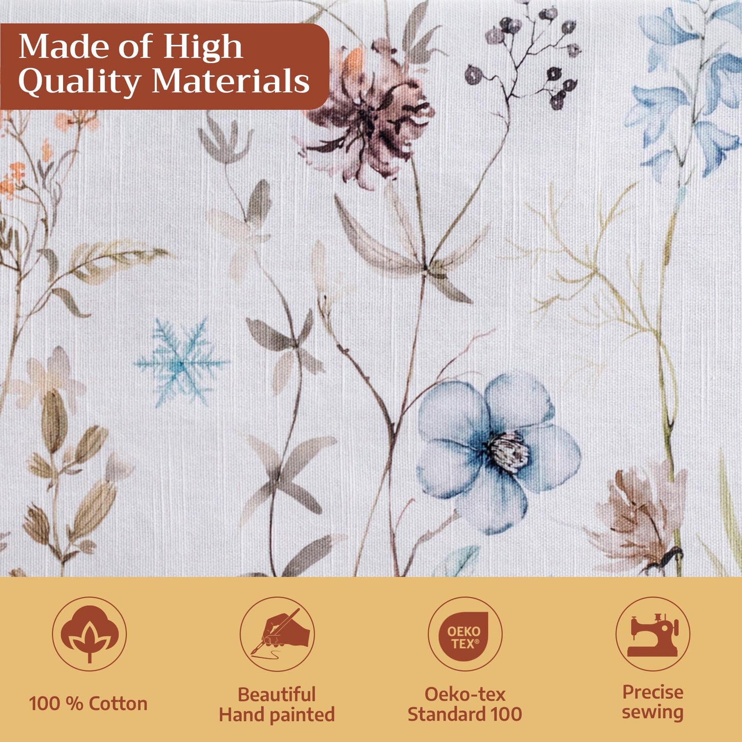 Maison d' Hermine Table Cloth Rectangle Table 100% Cotton 60 x 90 Inches Fall Tablecloth Reusable Everyday Use for Thanksgiving Christmas Decorations Dining Farmhouse Party (Ice Florals)
