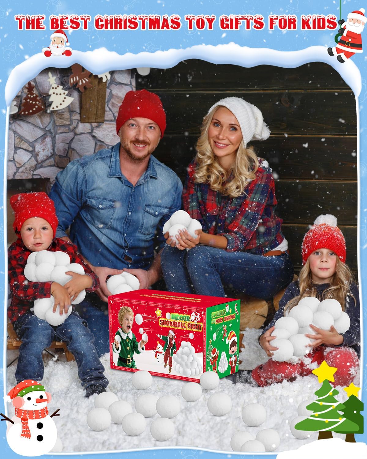 LQYoyz Snowball Fight Set - 100 Pack 2-Inch Large Fake Snowballs for Kids | Winter Party Decor & Games
