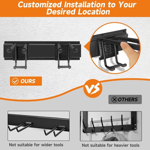 Garden Tool Organizer by [Brand Name] - Heavy Duty Wall Mount Storage Rack with 6 Hooks for Yard Tools