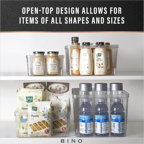 BINO Plastic Bins - Large 2 Pack | Multi-Use BPA-Free Clear Storage Containers for Home & Pantry
