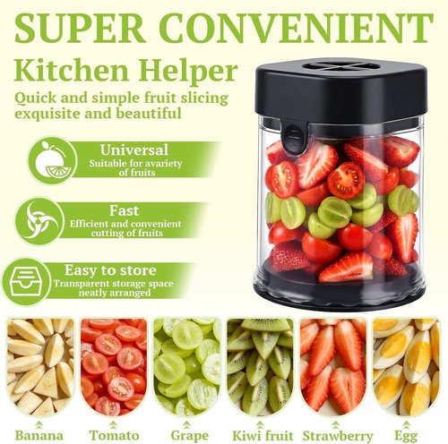 Hendiy Fruit Slicer Cup - Stainless Steel Strawberry & Grape Cutter | Efficient Kitchen Gadget