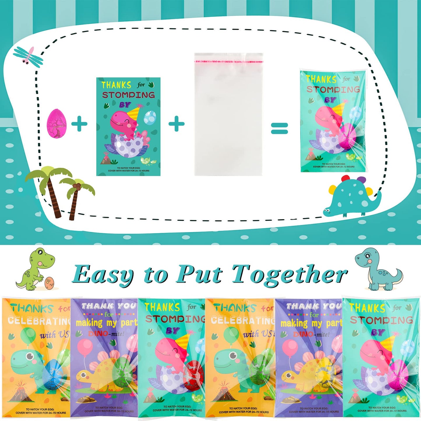 ANPHILE Dinosaur Party Favors, 30 Pack Hatching Dinosaur Eggs with Card Bulk - Dino Birthday Goodie Bag Stuffers , Novelty Birthday Party Favors for Kids