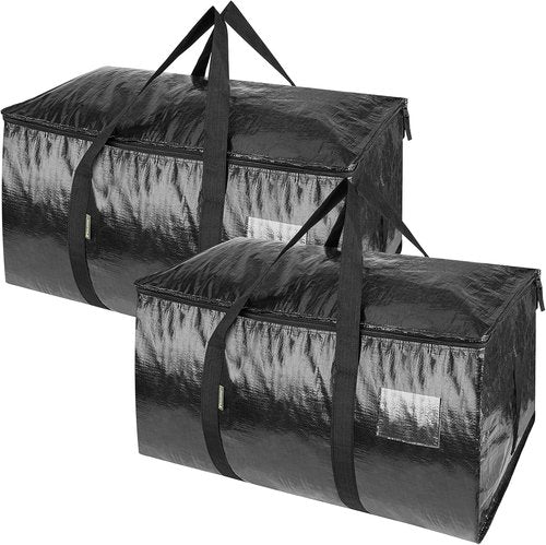 BALEINE Oversized Moving Bags - Heavy-Duty Storage Totes with Reinforced Handles | Black, 2-Pack