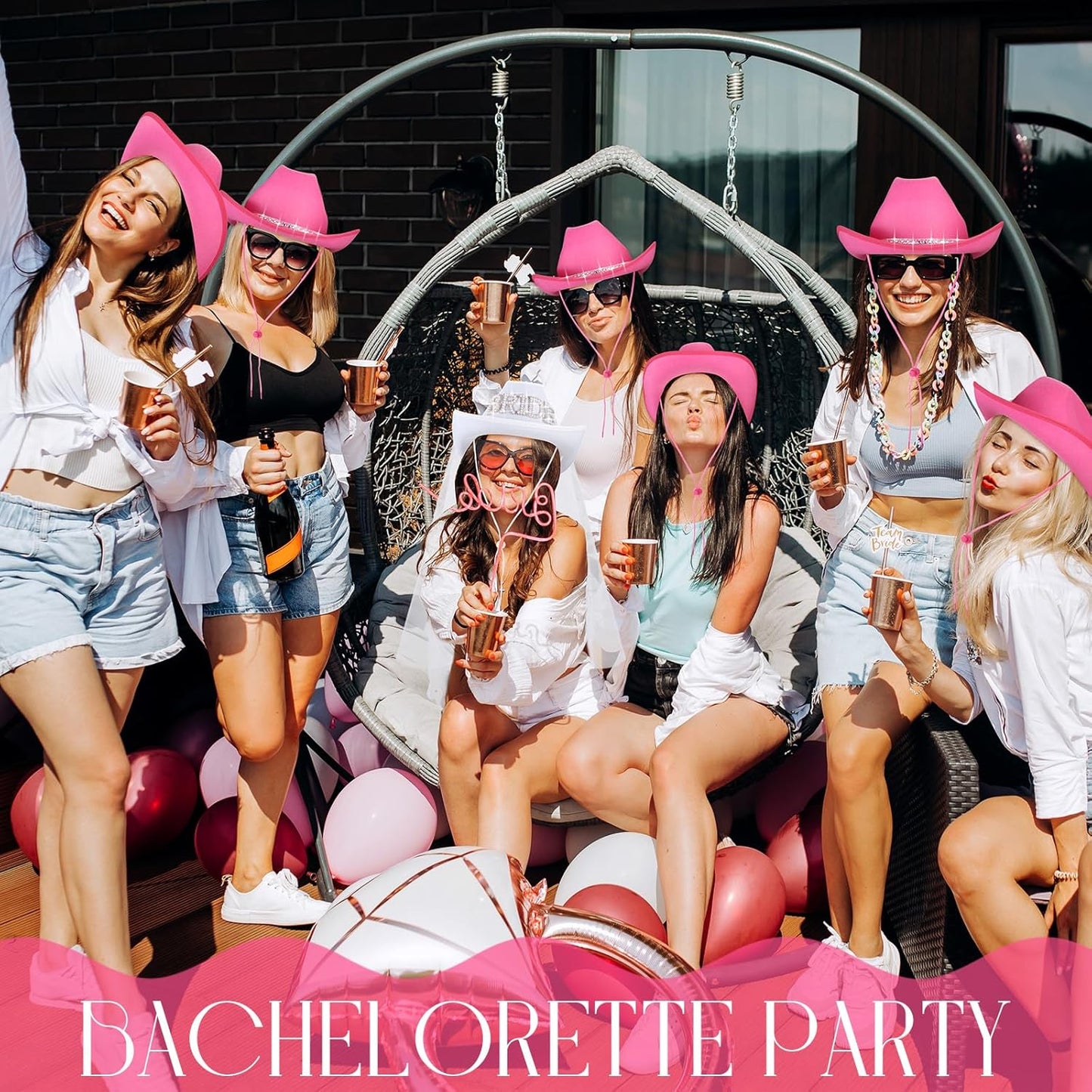 Unittype 12 Pcs Women Cowgirl Cowboy Hats Bachelorette Cowboy Hats for Bridal Shower Wedding Engagement Halloween Cosplay