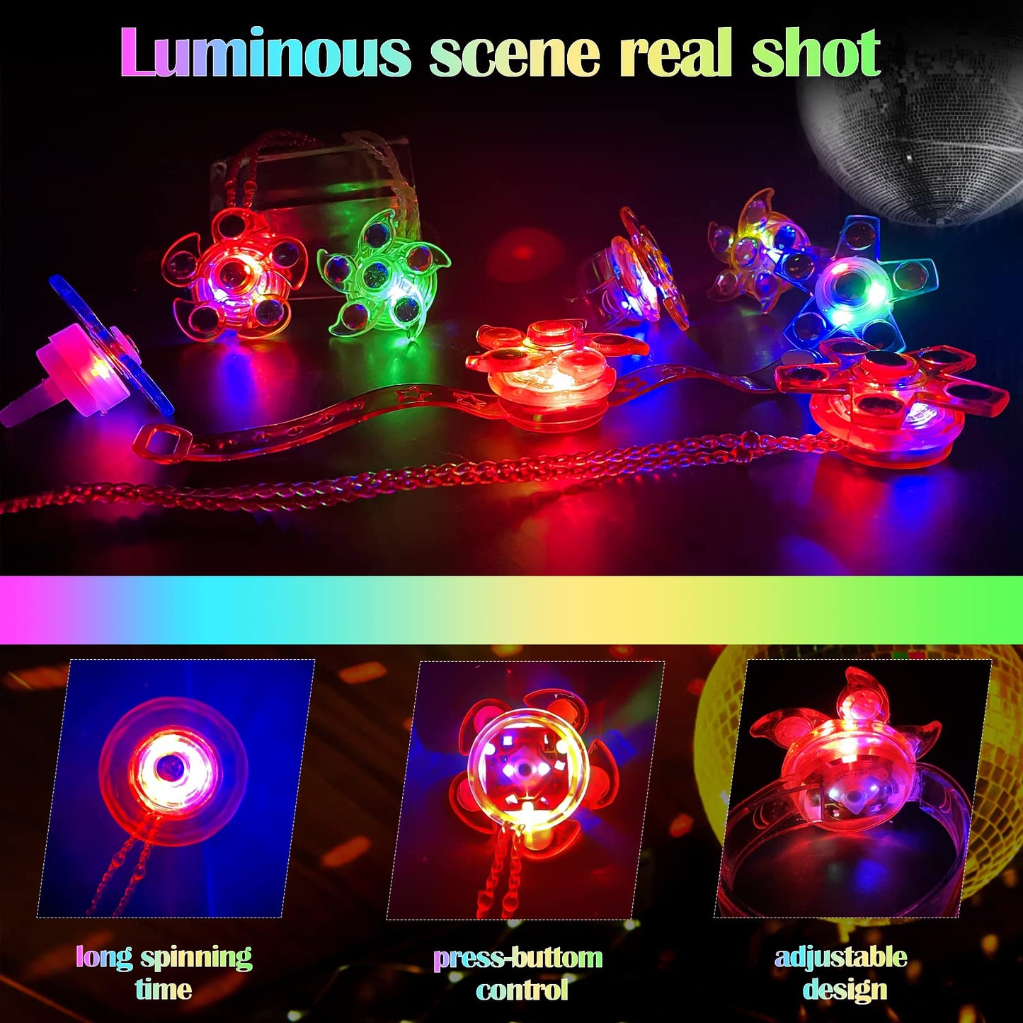 SZHFU 36pcs LED Light Up Party Favors Set with 12 Bracelets, 12 Rings, 12 Necklaces, Glow in The Dark Supplies for Kids Birthday, Halloween, Christmas,Easter Party Favors