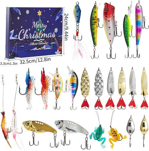 Christmas Fishing Advent Calendar 2025 - 24-Day Countdown Surprise Gift with Fishing Lures for Men & Boys