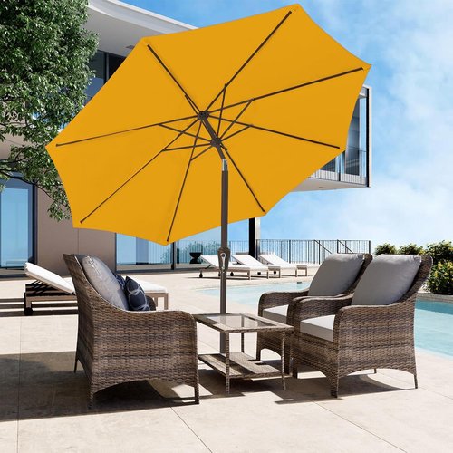 JEAREY 9FT Outdoor Patio Umbrella - Market Umbrella with Push Button Tilt & Crank | UV Protection, Waterproof, Bright Orange