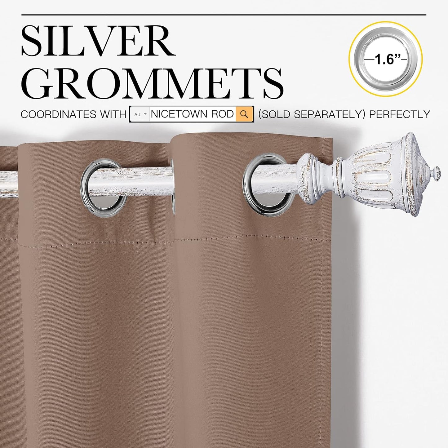NICETOWN Blackout Curtains - Thermal Insulated Grommet Drapes for Bedroom | Set of 2 Panels, 55x90 Inch, Cappuccino