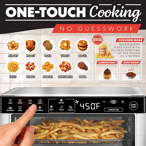 Gourmia Digital Air Fryer Toaster Oven - 4 Slice Capacity, 12 Cooking Presets, Stainless Steel