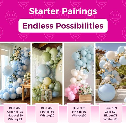 Bezente Pastel Blue Latex Party Balloons - 36 Inch Round Helium Balloons for Birthday & Bridal Events