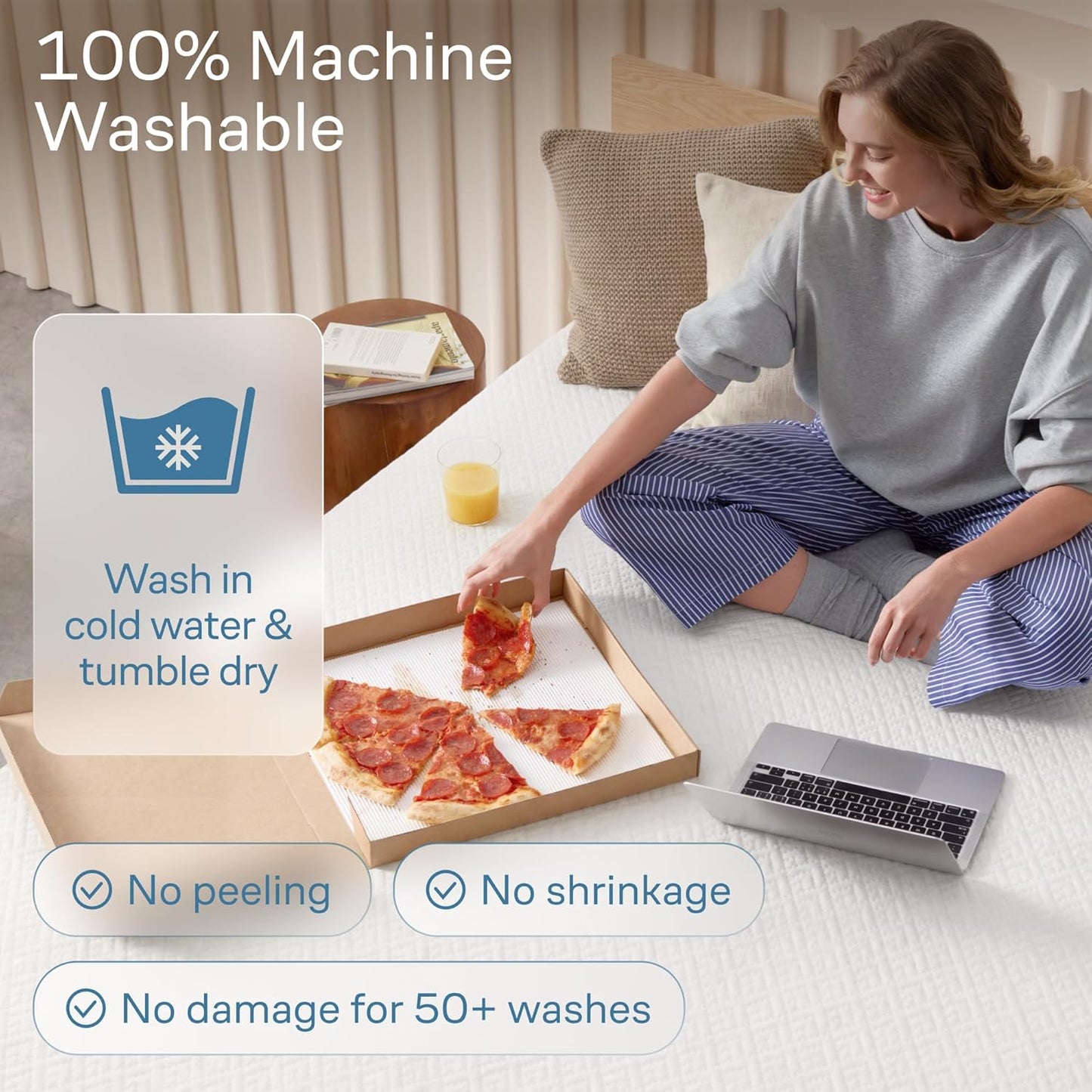 100% Waterproof Twin Mattress Protector - Noiseless Cooling Viscose from Bamboo | 360° Protection Against Spills & Stains (White)