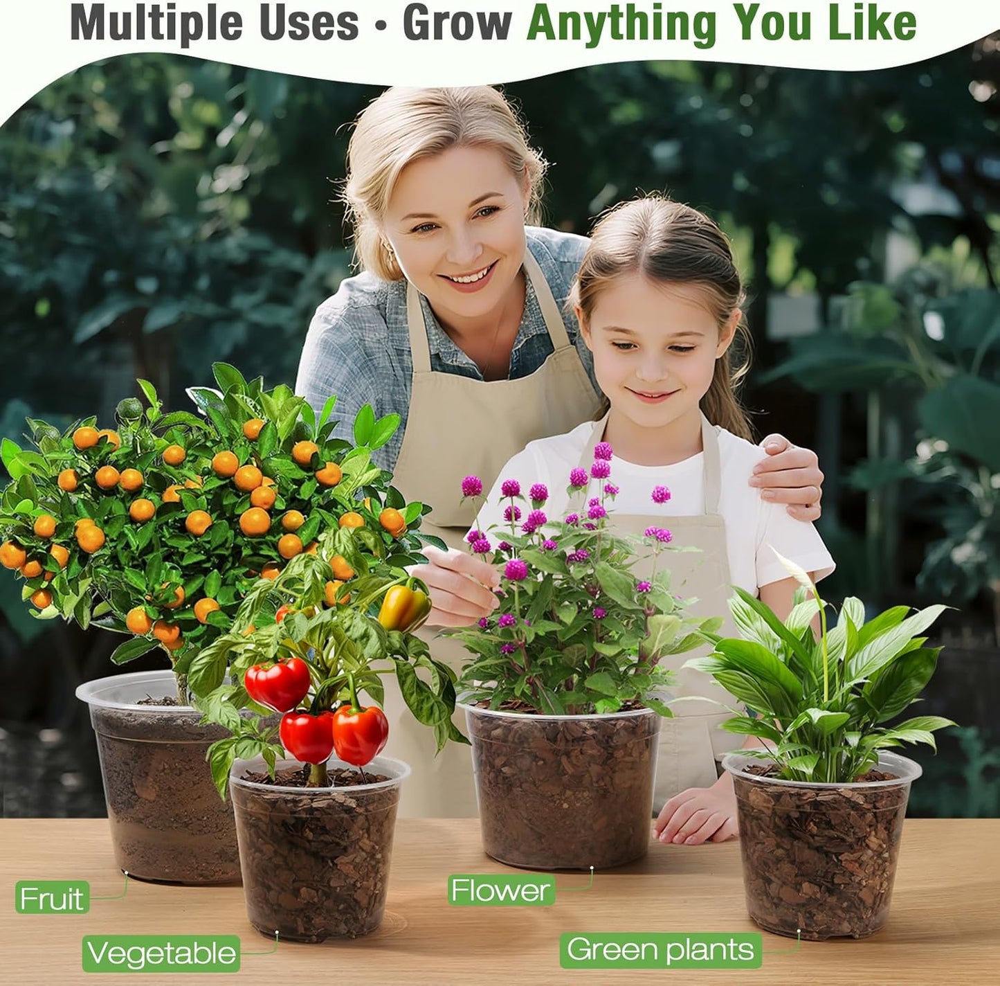 Skiennix Large Clear Nursery Pots - 9 Pack Plastic Plant Seedling Pots with Drainage | 7/8/10 Inch for Indoor & Outdoor Gardening
