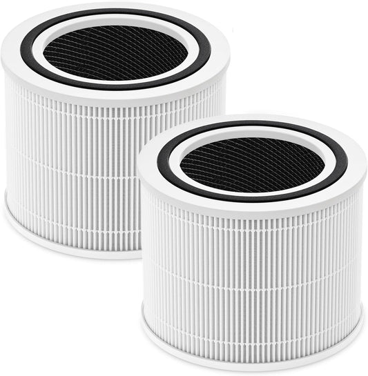 LEVOIT Core 300 Replacement Filter - 3-in-1 Activated Carbon, 2 Pack, White | Compatible with Core 300 Models