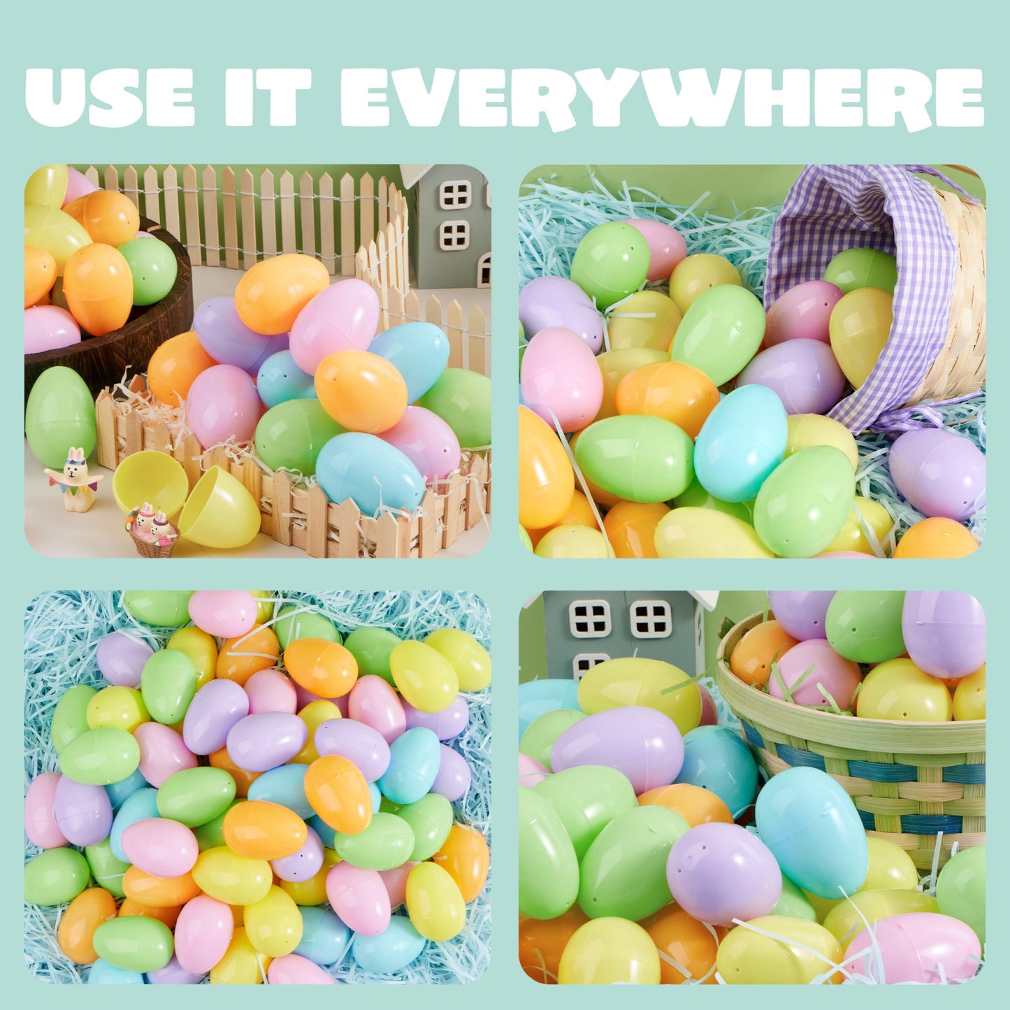 JOYIN 3.15" Pastel Easter Eggs, 500PCS Large Plastic Eggs, Empty Colorful Fillable Eggshells for Easter Hunt, Party Favor, Basket Stuffers Filler, Classroom Prize Supplies