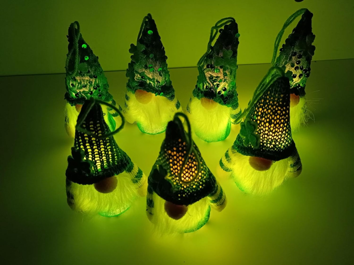 Skiennix St. Patrick's Day Gnomes - Plush Leprechaun Doll Decorations | 2-Pack Green Shamrock Ornaments