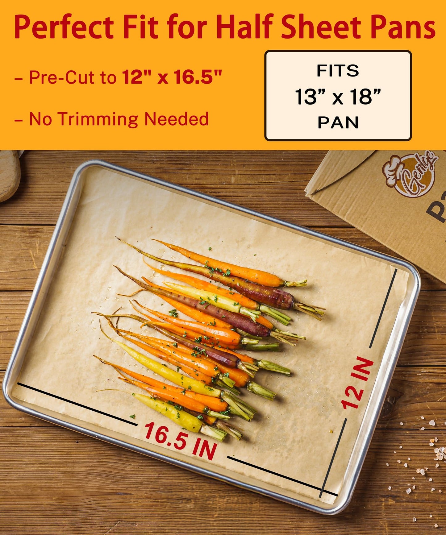 200 Pcs Parchment Paper Baking Sheets, 12x16.5 Inches Non-Stick Precut Baking Parchment, for Baking Cooking Cookie Bread and Air Fryer - Unbleached