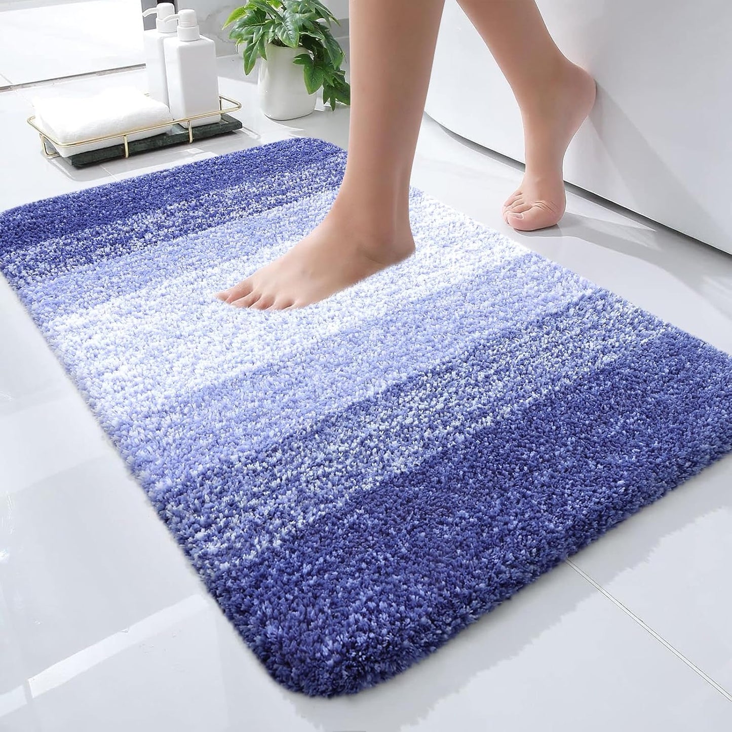 OLANLY Bathroom Rugs Mat - Extra Soft Absorbent Microfiber | Quick Dry, Washable, 24x16, Blue-Violet