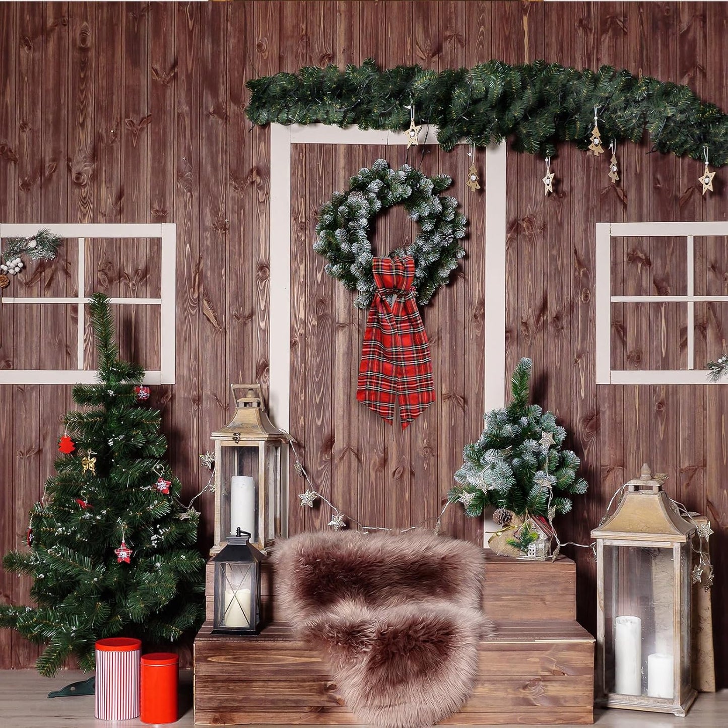 Regine Switzerland Christmas Wreath Sash - Red Buffalo Plaid Satin Ribbon | 5.1 x 54.3" Indoor/Outdoor Decor