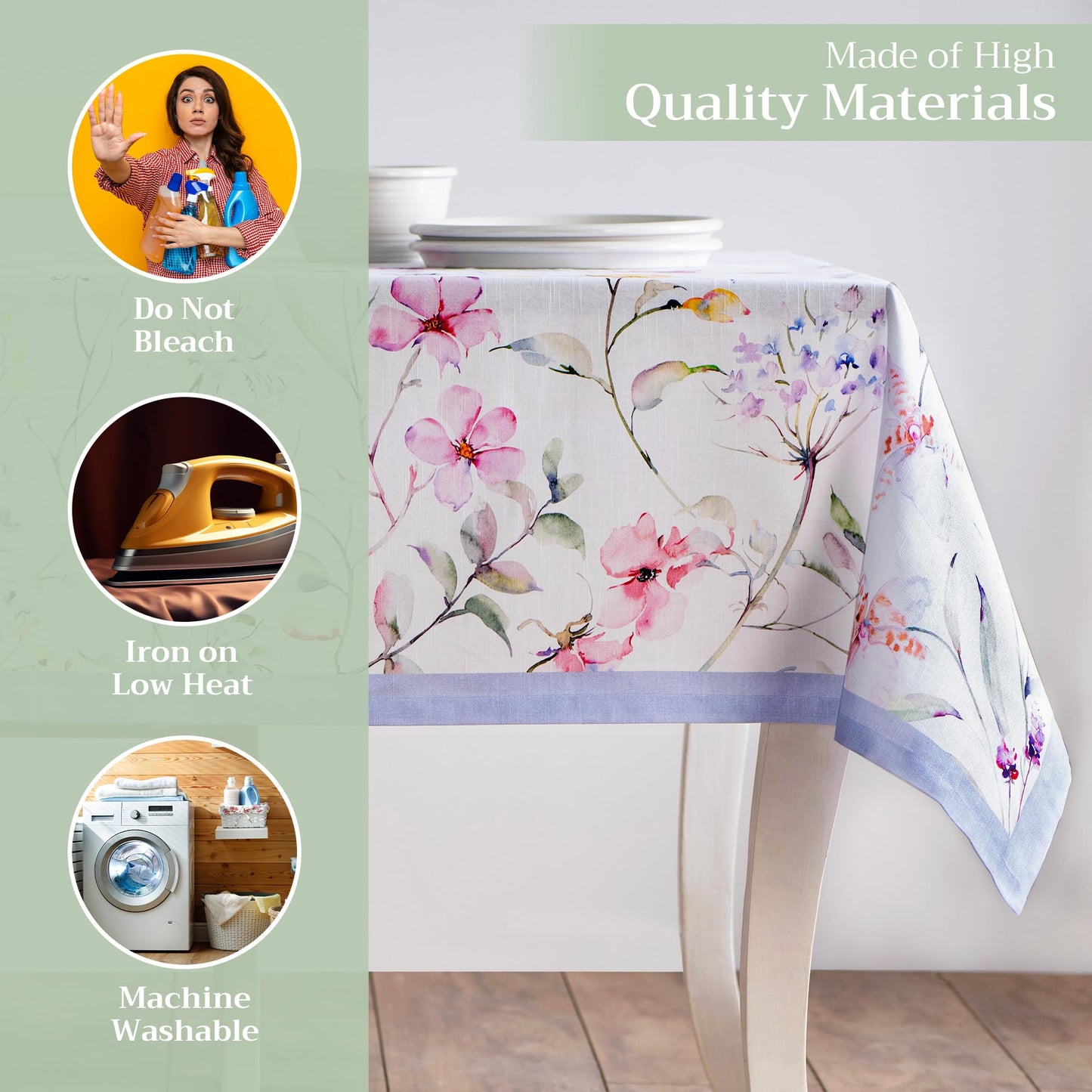 Maison d' Hermine Table Cloth Rectangle Table 100% Cotton 70 x 120 Inches Tablecloth Reusable Decorative for Dining Kitchen Room Farmhouse Home Gifts for Mothers Day Spring Summer - Summer Floral