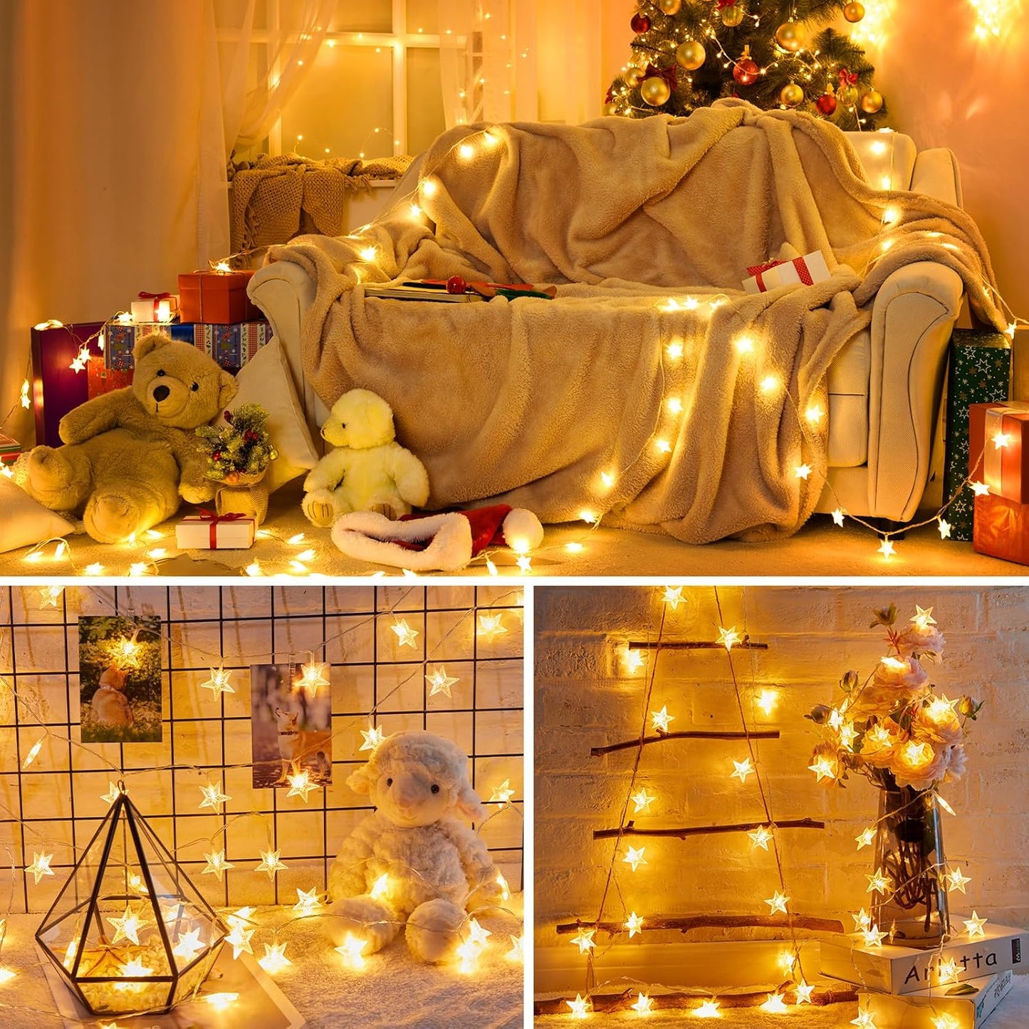 200 LED Fairy Lights with Remote & Timer - 16.4Ft Silver Wire Twinkle Lights for Indoor Christmas, Wedding & Party Decor