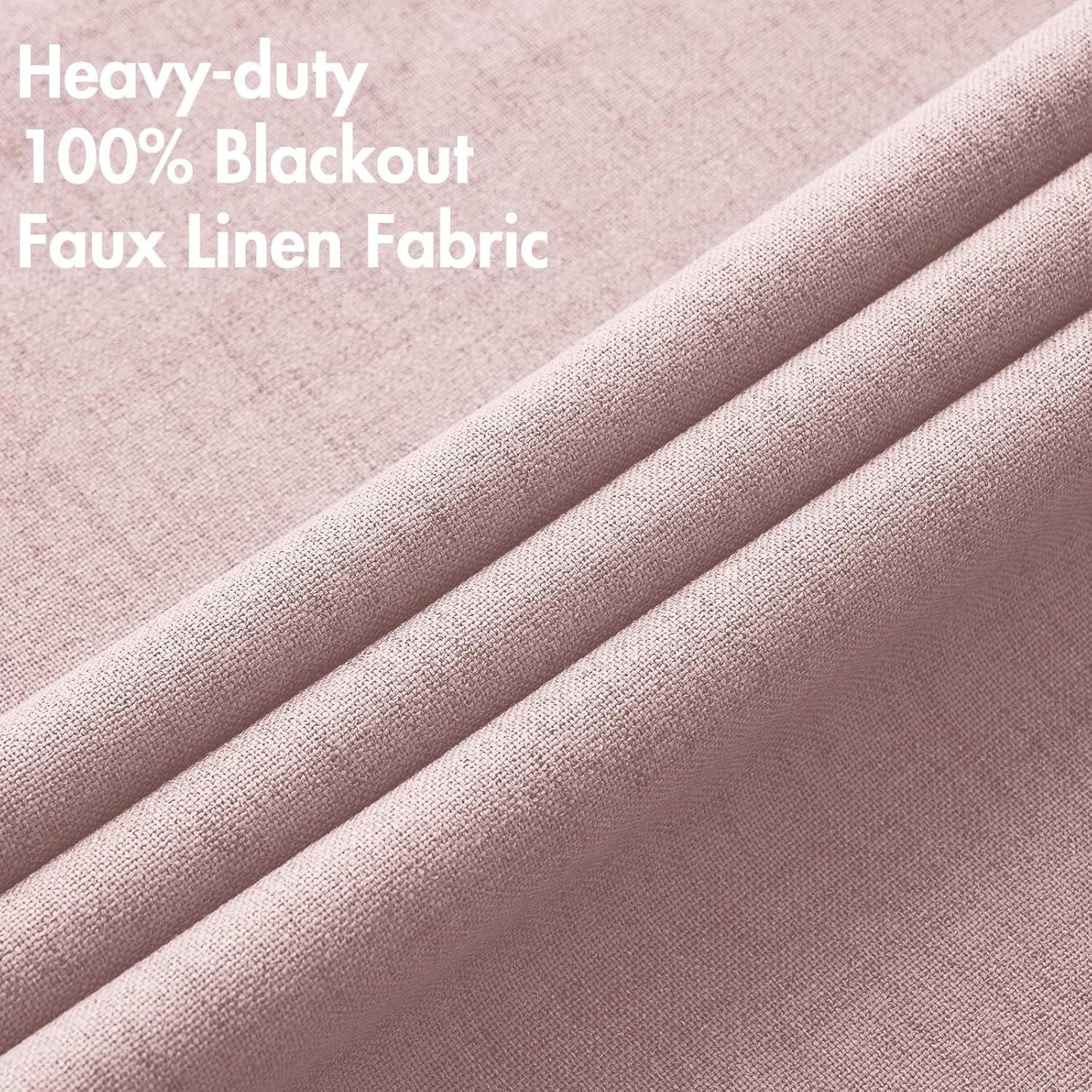 MIULEE 90-Inch Linen Texture Blackout Curtains - Thermal Insulated Pink Drapes for Bedroom & Living Room | 52x90 Inch (2 Panels)