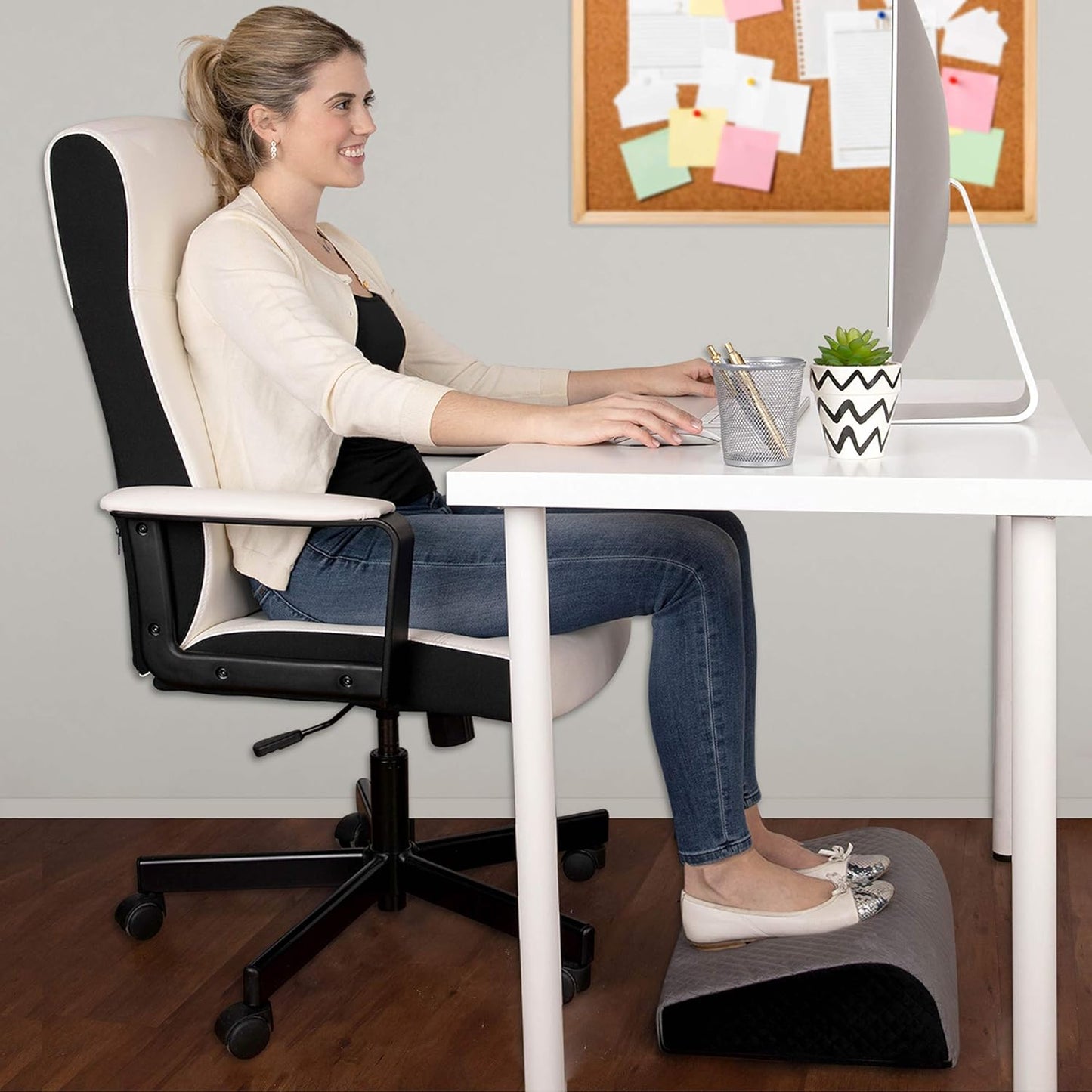 Kölbs Office Foot Rest - Plush Velvet Memory Foam for Ultimate Comfort | Ergonomic Teardrop Design